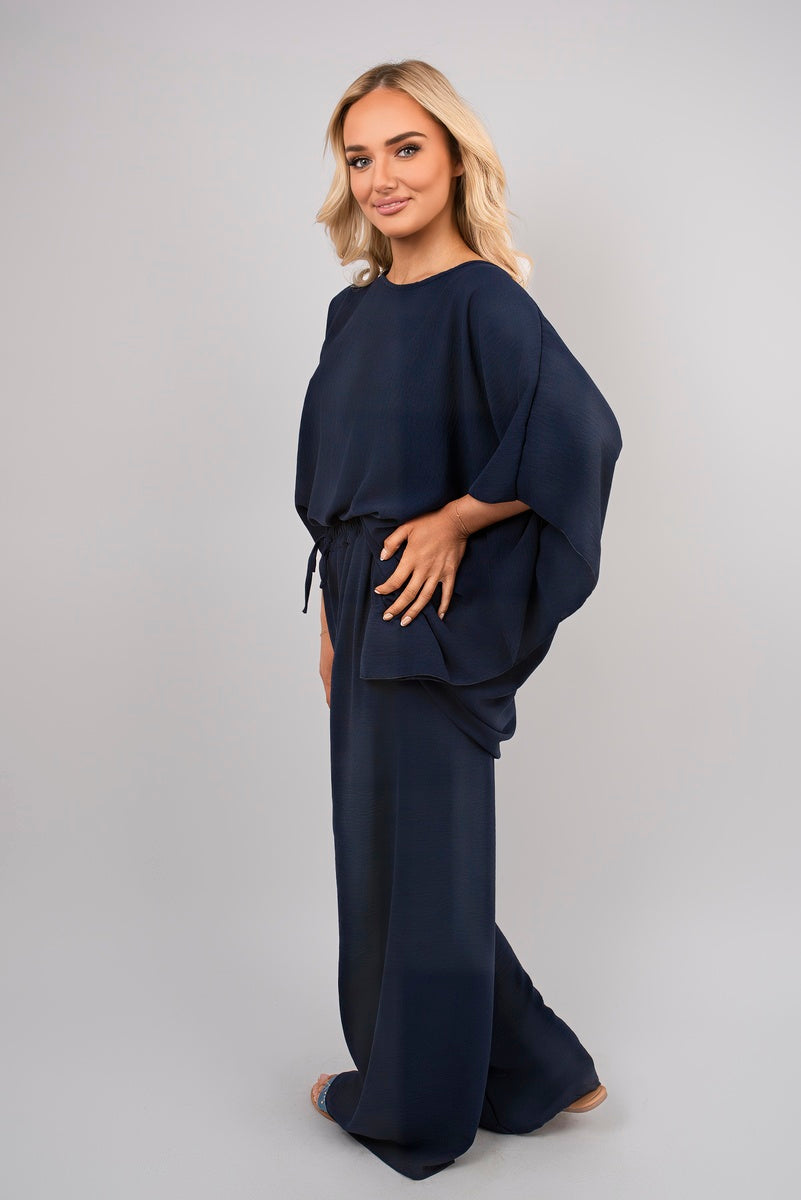Batwing Top and Drawstring Wide Leg Trousers Co-ord Set Moda