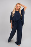 Batwing Top and Drawstring Wide Leg Trousers Co-ord Set Moda