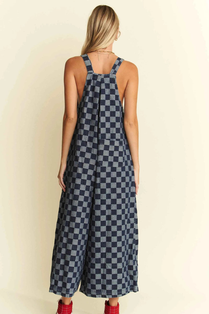 Jade By Jane Denim Checkered Jumpsuit.