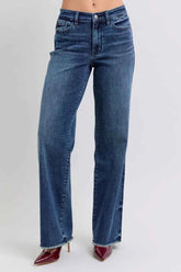 Judy Blue Full Size Raw Hem Mid Rise Jeans.