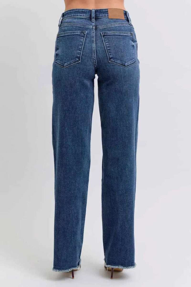 Judy Blue Full Size Raw Hem Mid Rise Jeans.