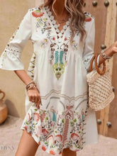Lace Detail Floral Dress for Women in Boho Style - EBYNN