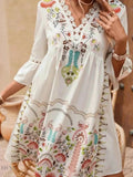 Lace Detail Floral Dress for Women in Boho Style - EBYNN