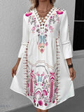 Lace Detail Floral Dress for Women in Boho Style - EBYNN