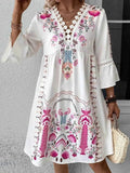 Lace Detail Floral Dress for Women in Boho Style - EBYNN
