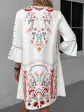 Lace Detail Floral Dress for Women in Boho Style - EBYNN