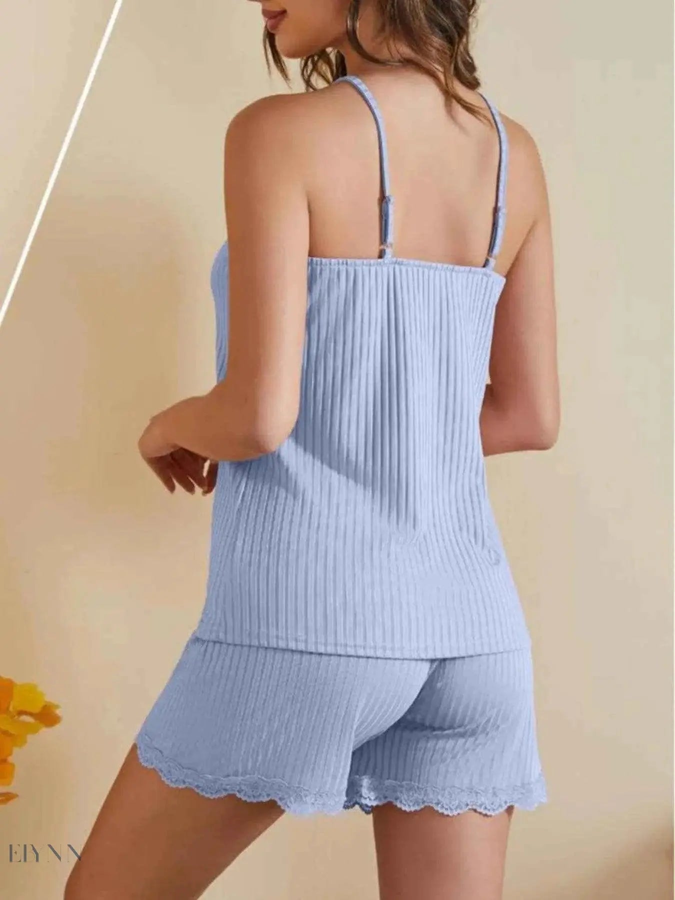 Lace Trimmed Cami and Shorts Set for Ultimate Lounge Comfort - EBYNN