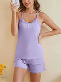 Lace Trimmed Cami and Shorts Set for Ultimate Lounge Comfort - EBYNN