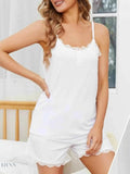 Lace Trimmed Cami and Shorts Set for Ultimate Lounge Comfort - EBYNN