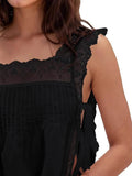 Lace-Trimmed Eyelet Top with Square Neck Design for Effortless Style - EBYNN