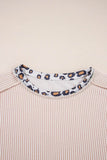 Leopard Trim Ribbed T-Shirt for Stylish Everyday Wear - EBYNN