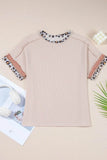 Leopard Trim Ribbed T-Shirt for Stylish Everyday Wear - EBYNN