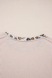 Leopard Trim Ribbed T-Shirt for Stylish Everyday Wear - EBYNN