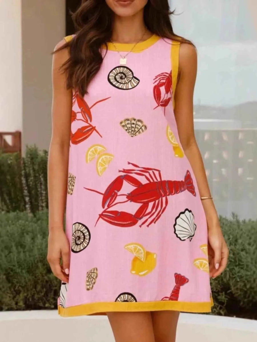 Lobster Print Sleeveless Summer Tank Dress.