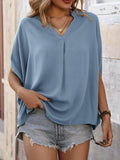 Notched Half Sleeve Top for Effortless Style and Comfort - EBYNN