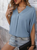Notched Half Sleeve Top for Effortless Style and Comfort - EBYNN