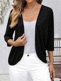 Open Front 3/4 Sleeves Cardigan.