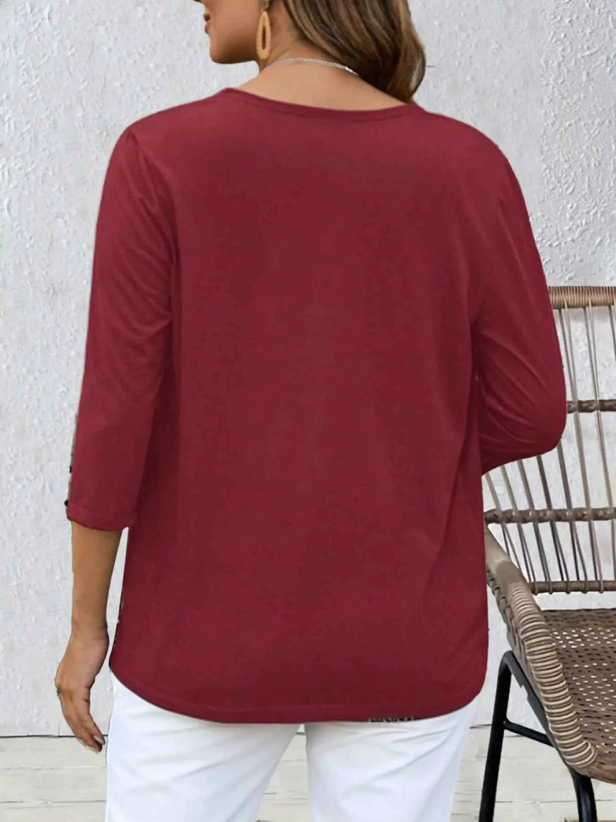 Open Front 3/4 Sleeves Cardigan.