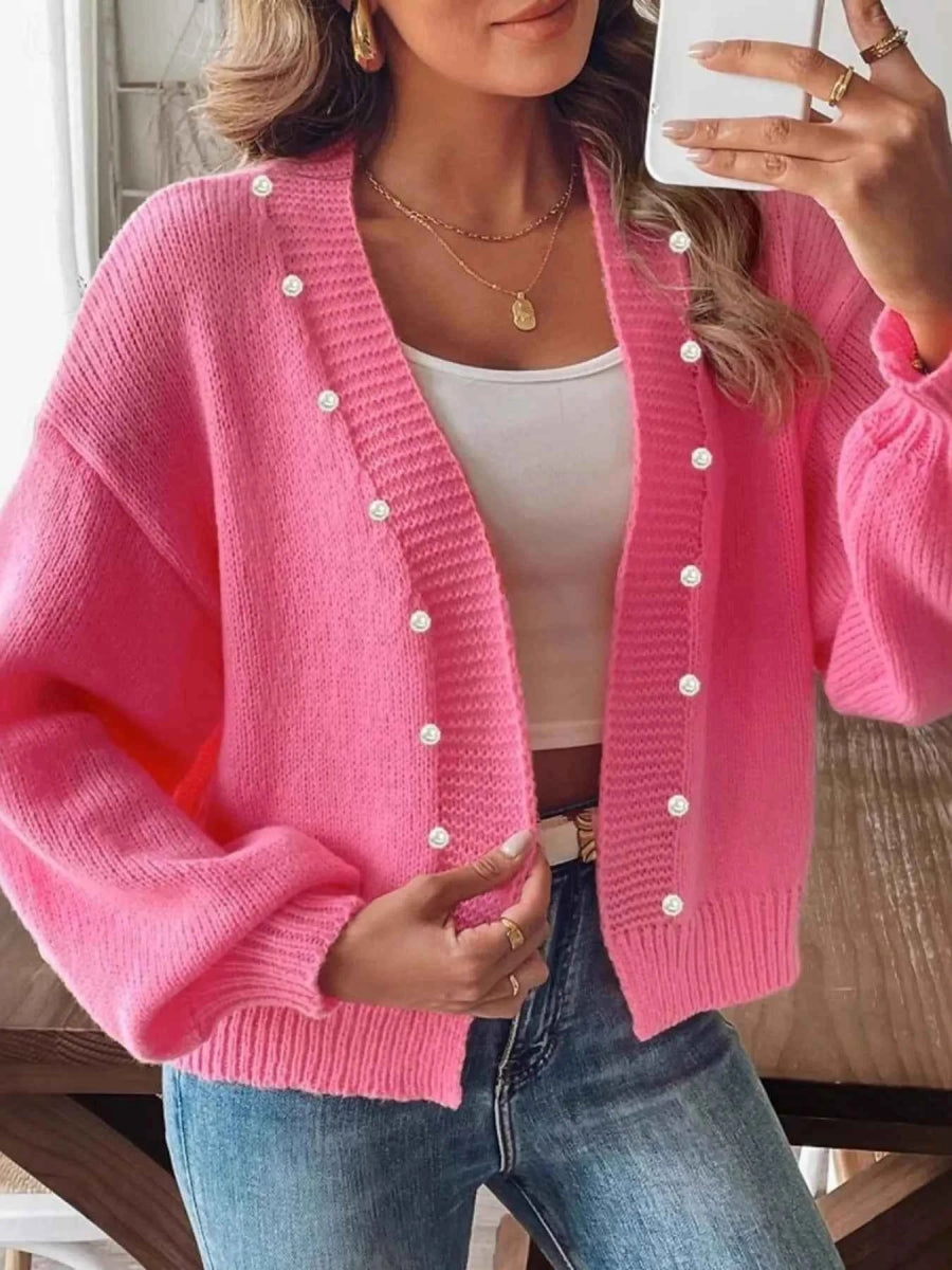 Open Front Drop Shoulder Cardigan.