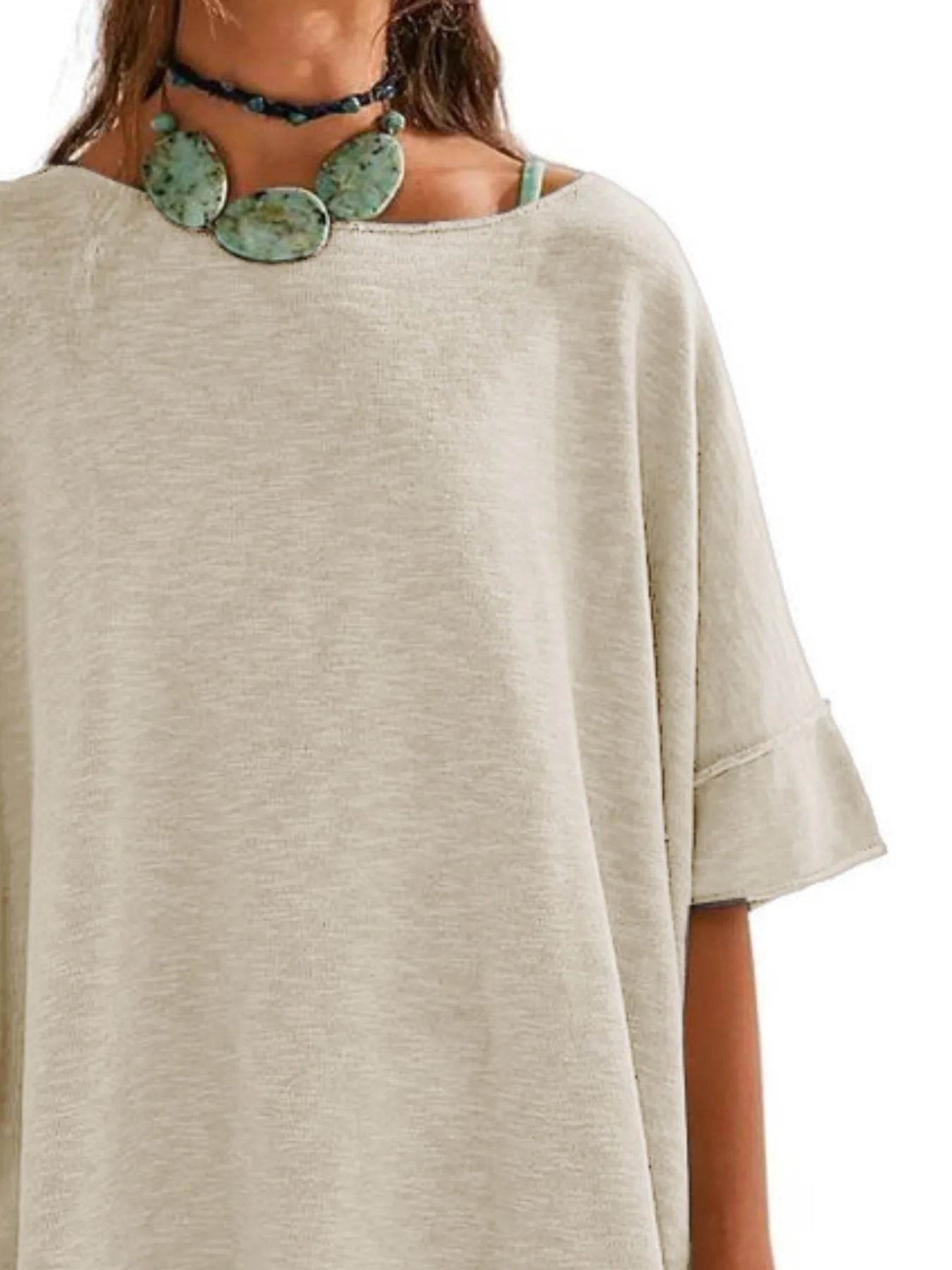 Oversized Round Neck T-Shirt for Ultimate Comfort with Drop-Shoulder Design - EBYNN