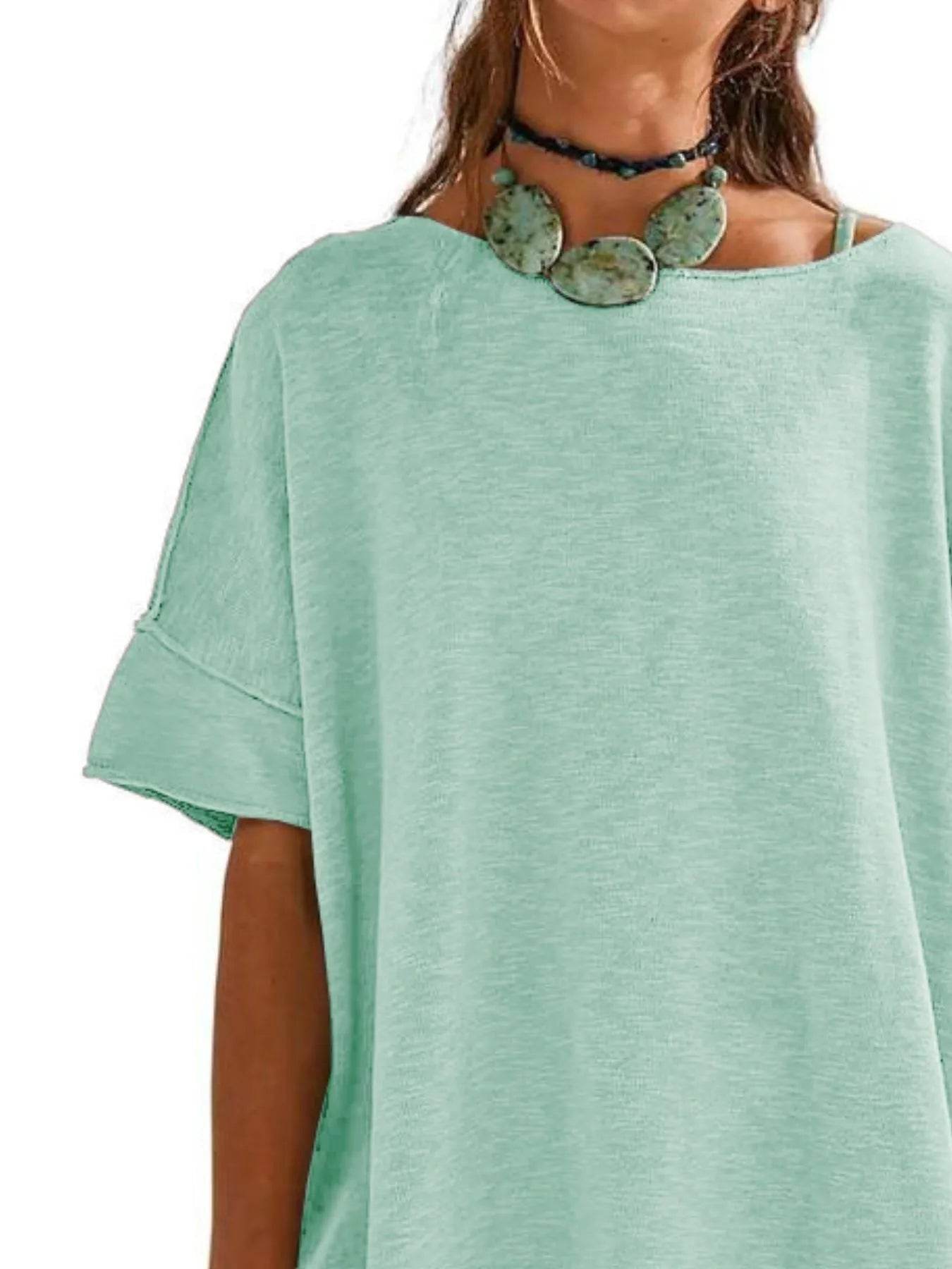 Oversized Round Neck T-Shirt for Ultimate Comfort with Drop-Shoulder Design - EBYNN