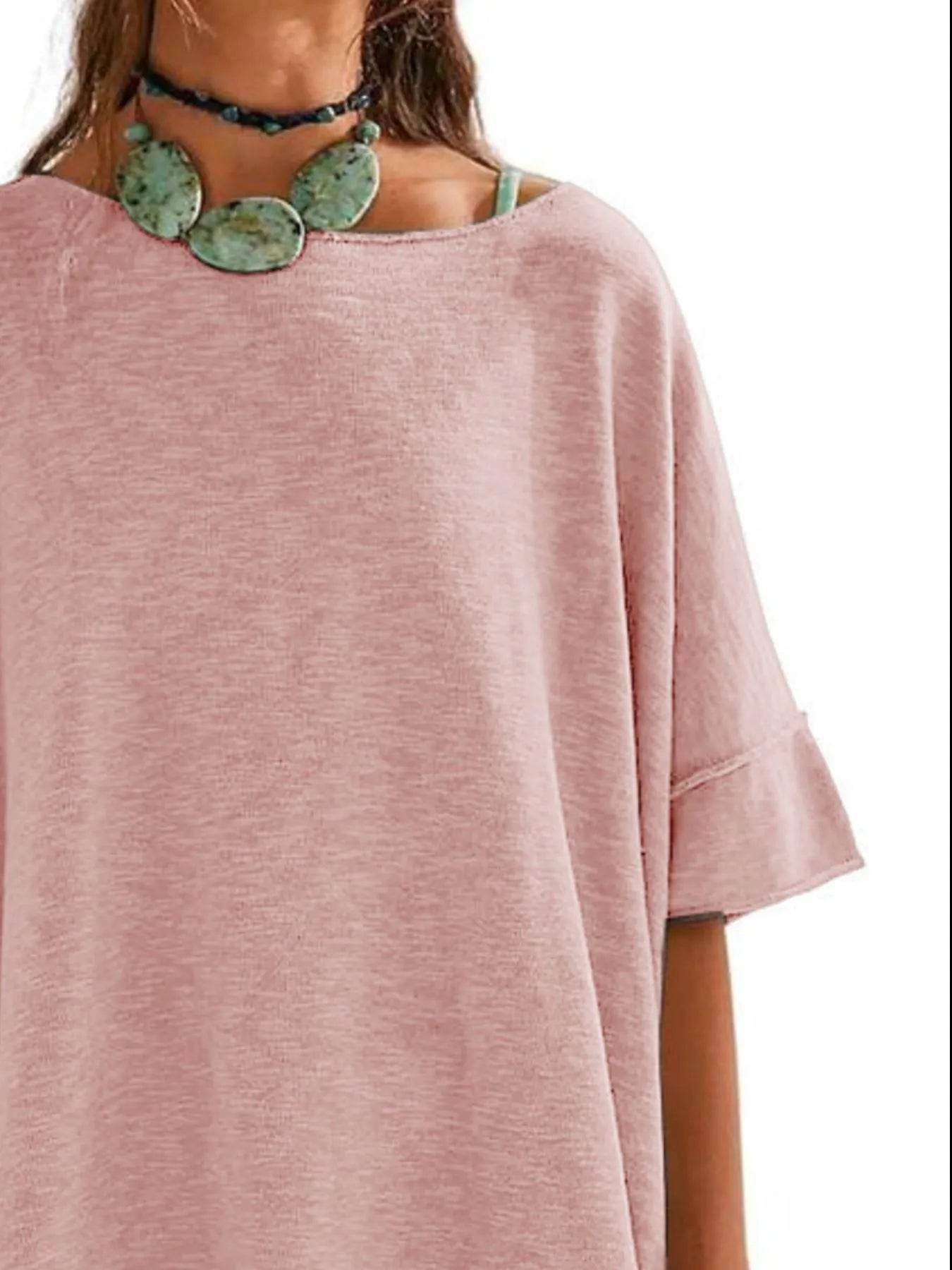 Oversized Round Neck T-Shirt for Ultimate Comfort with Drop-Shoulder Design - EBYNN