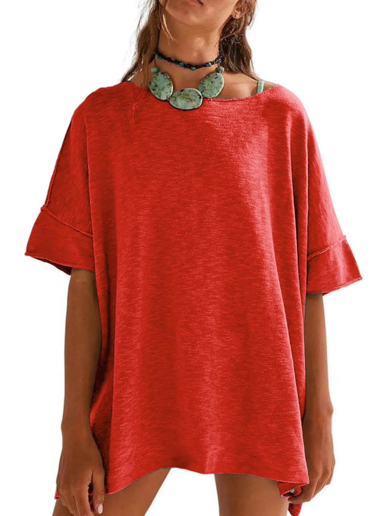 Oversized Round Neck T-Shirt for Ultimate Comfort with Drop-Shoulder Design - EBYNN