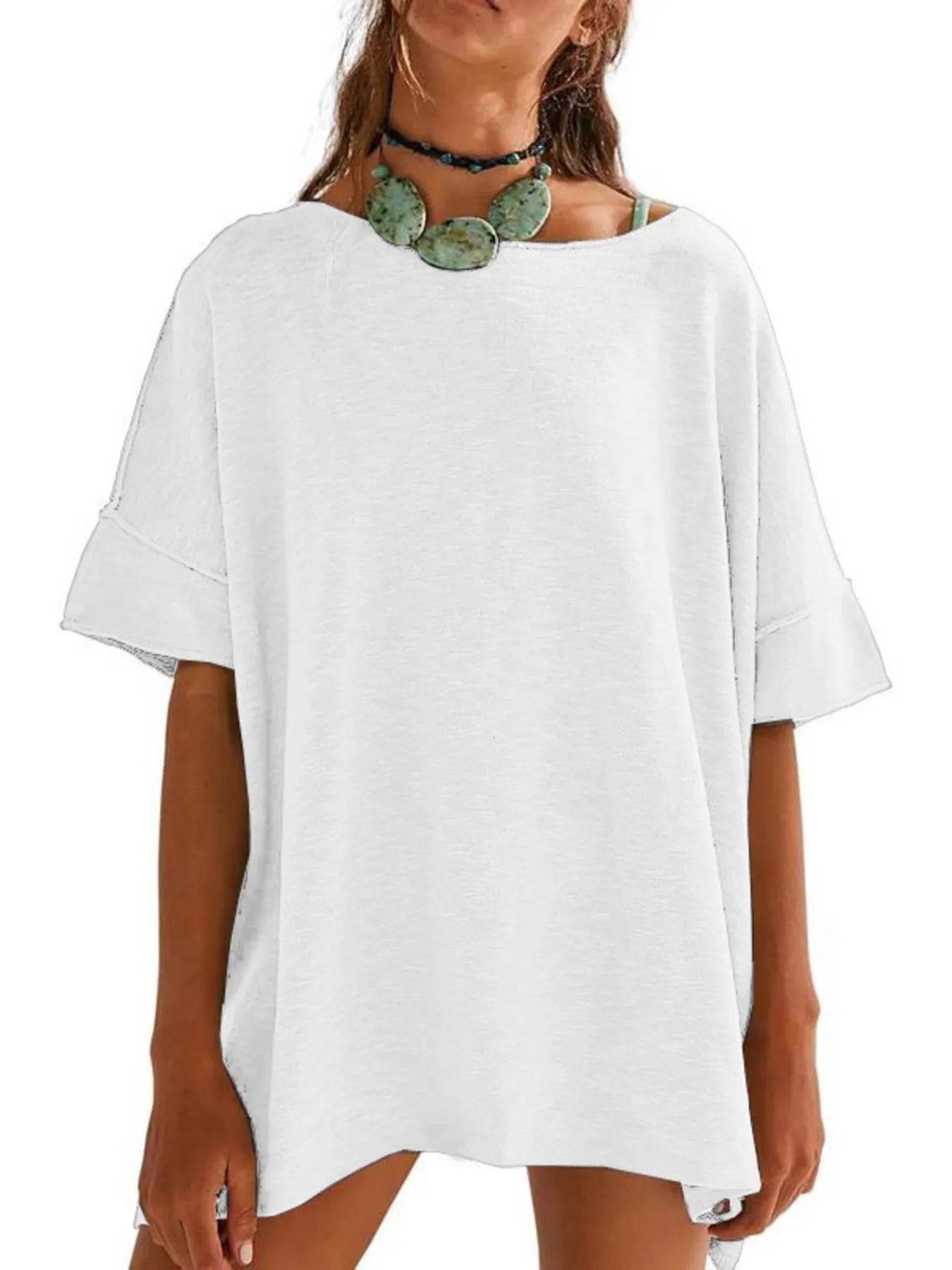 Oversized Round Neck T-Shirt for Ultimate Comfort with Drop-Shoulder Design - EBYNN
