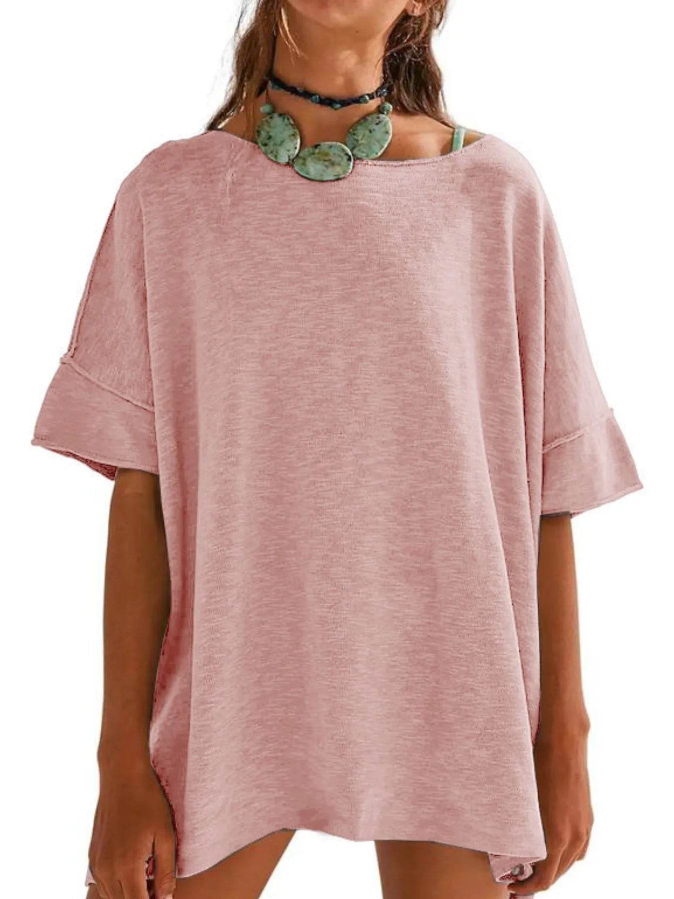 Oversized Round Neck T-Shirt for Ultimate Comfort with Drop-Shoulder Design - EBYNN