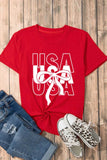 Patriotic USA T-Shirt with Bow Graphic Design - EBYNN