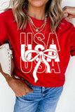 Patriotic USA T-Shirt with Bow Graphic Design - EBYNN
