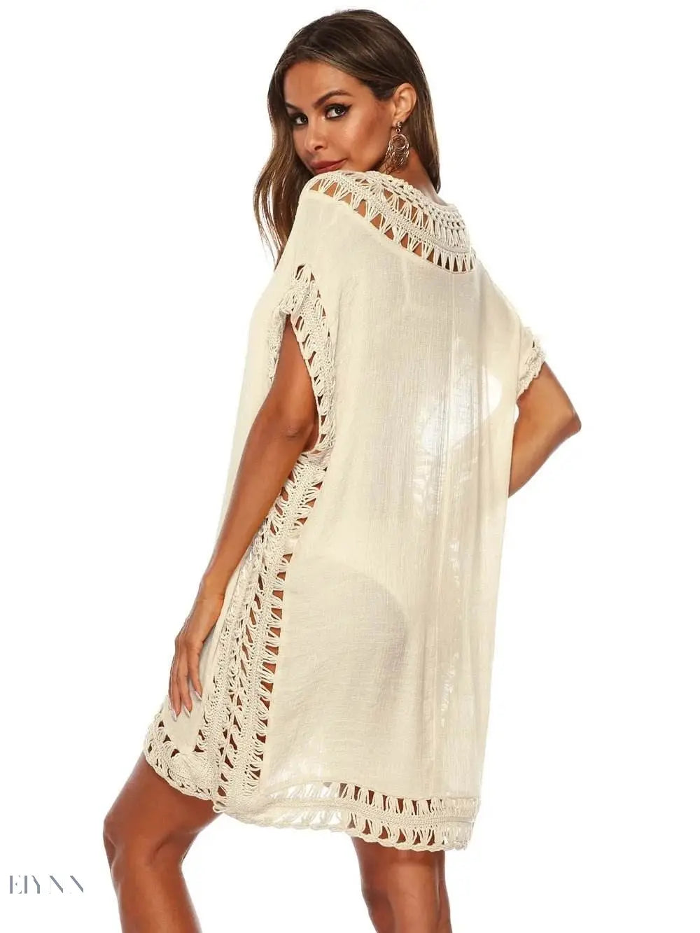 Plus Size Beach Cover Up Dress in Pink Crochet - EBYNN