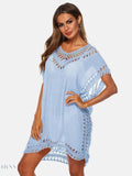 Plus Size Beach Cover Up Dress in Pink Crochet - EBYNN