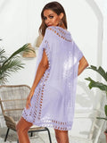 Plus Size Beach Cover Up Dress in Pink Crochet - EBYNN