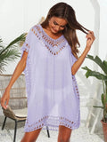 Plus Size Beach Cover Up Dress in Pink Crochet - EBYNN