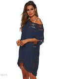 Plus Size Beach Cover Up Dress in Pink Crochet - EBYNN