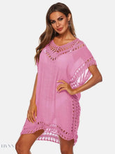 Plus Size Beach Cover Up Dress in Pink Crochet - EBYNN