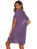 Plus Size Beach Cover Up Dress in Pink Crochet - EBYNN