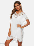 Plus Size Beach Cover Up Dress in Pink Crochet - EBYNN