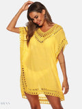 Plus Size Beach Cover Up Dress in Pink Crochet - EBYNN
