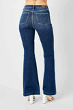 Blue Full Size Hw Angled Side Seam Detail Flare Jeans Plus Size.