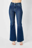 Blue Full Size Hw Angled Side Seam Detail Flare Jeans Plus Size.