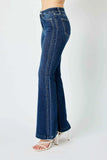 Blue Full Size Hw Angled Side Seam Detail Flare Jeans Plus Size.