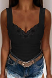Plus Size Lace Tank Top - Elegant V-Neck Design for All Occasions - EBYNN