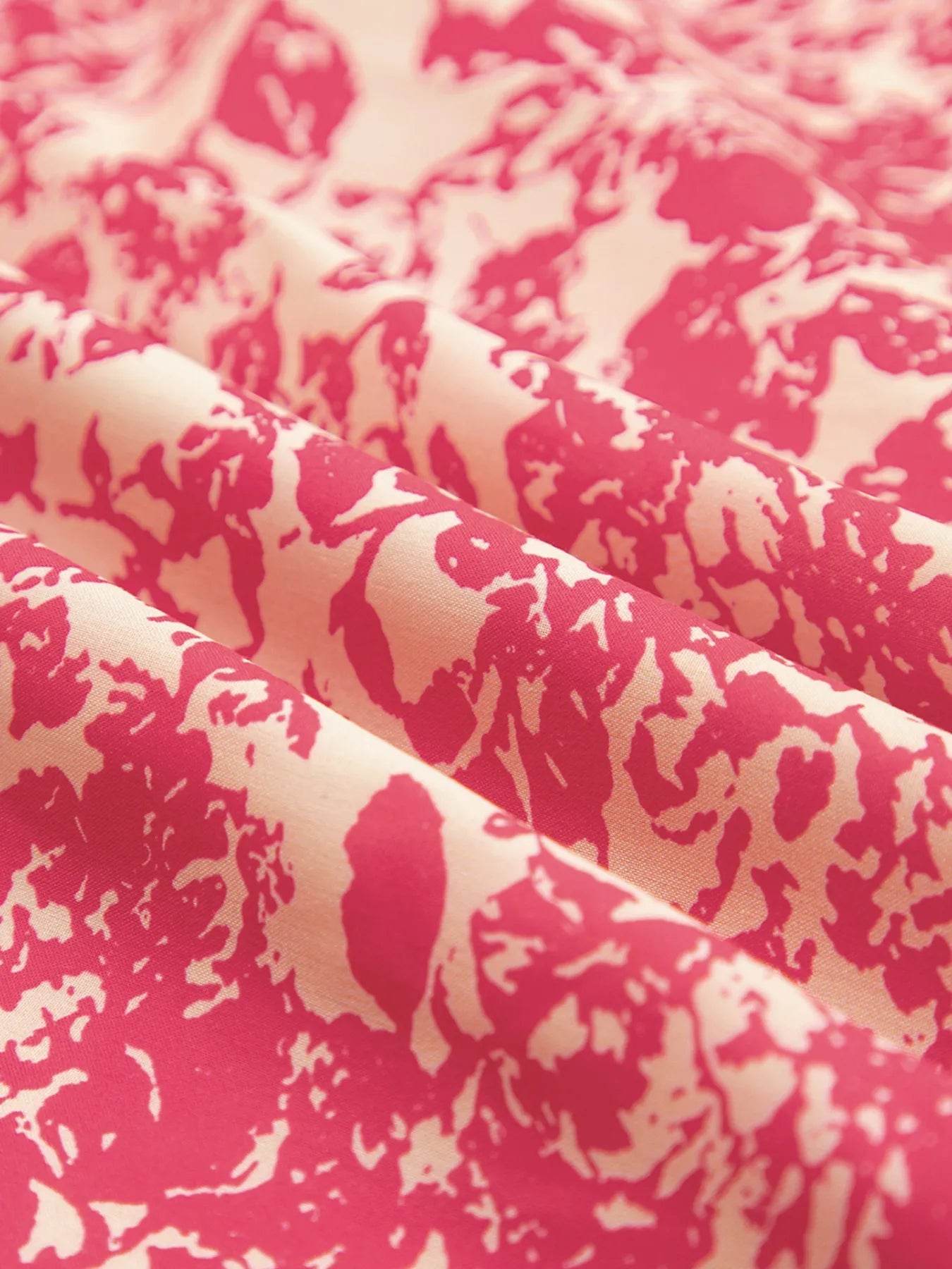 Printed Ruffle Sleeve Blouse with Half Button Neck Detail - EBYNN