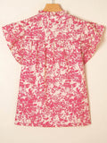 Printed Ruffle Sleeve Blouse with Half Button Neck Detail - EBYNN