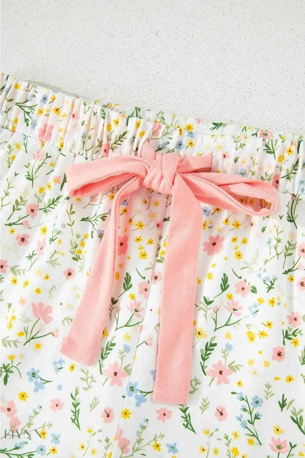 Printed Lounge Set for Women with Pink Cherries & Bows - EBYNN