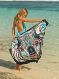 Printed Spaghetti Strap Cover Up Beach Wrap - EBYNN