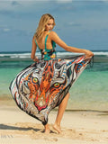 Printed Spaghetti Strap Cover Up Beach Wrap - EBYNN