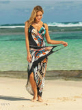Printed Spaghetti Strap Cover Up Beach Wrap - EBYNN